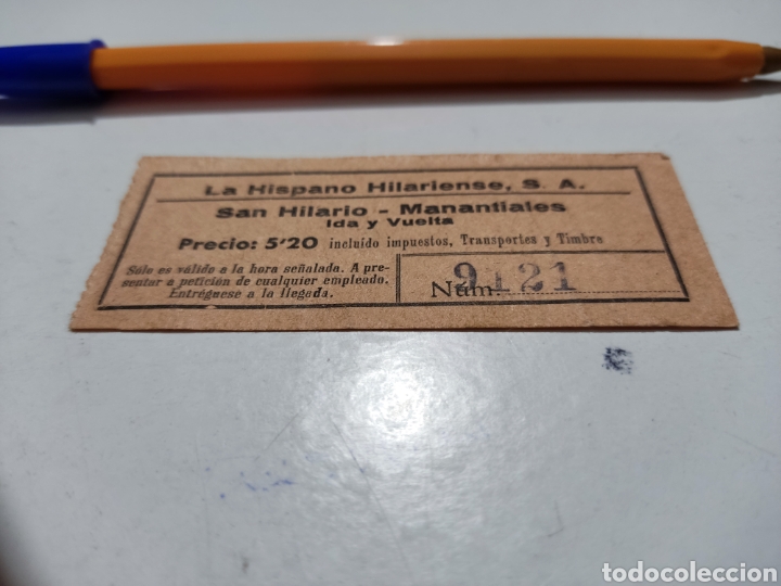 Collectionnisme Billets de transport: Ticket transporte billete la hispano Hilariense, San Hilario-Manantiales