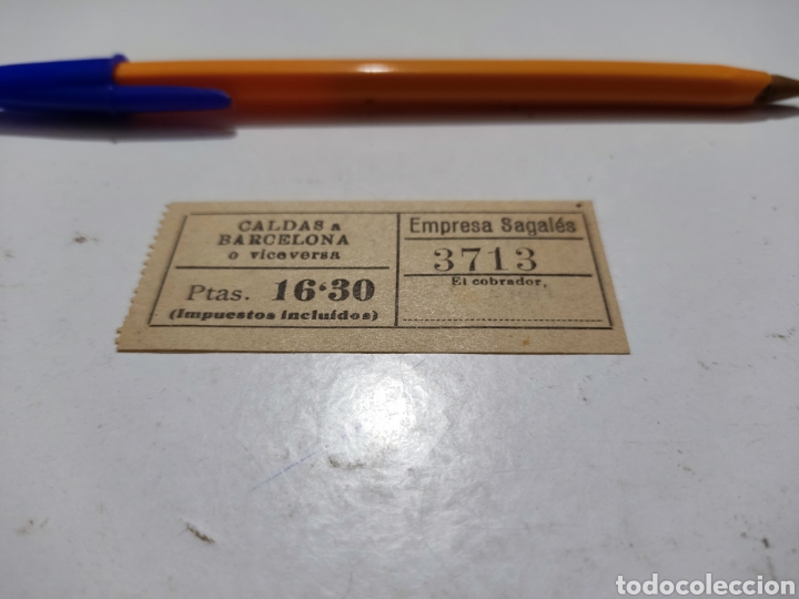 Collectionnisme Billets de transport: Ticket empresa sagales, Caldas a Barcelona