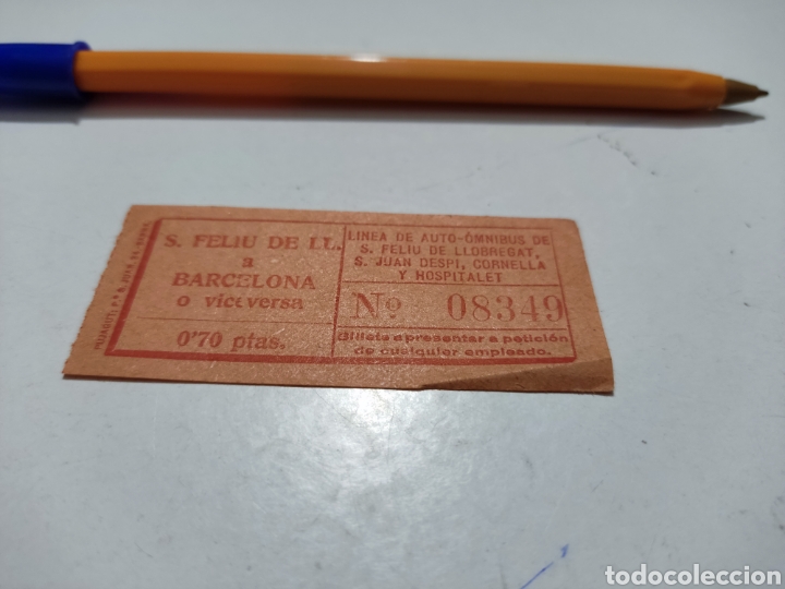 Collectionnisme Billets de transport: Billete transporte S, Feliu de Llobregat a Barcelona