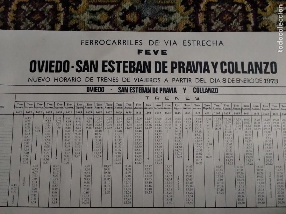 Collectionnisme Billets de transport: HORARIO FEVE FERROCARRILES VIA ESTRECHA A&Ntilde;O 1974 OVIEDO SAN ESTEBAN DE PRAVIA Y COLLAZO VER FOTOS