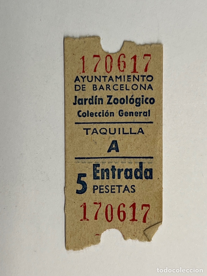 Collectionnisme Billets de transport: BILLETE JARD&Iacute;N ZOOL&Oacute;GICO. Ayuntamiento de Barcelona. 5 pesetas&hellip;