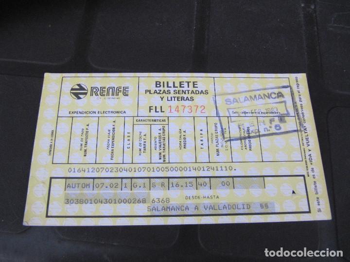 Colecionismos Bilhetes de Transporte: BILLETE SALAMANCA VALLADOLID 1989 RENFE PLAZAS SENTADAS Y LITERAS-PUBLICIDAD TRASERA FORTUNA