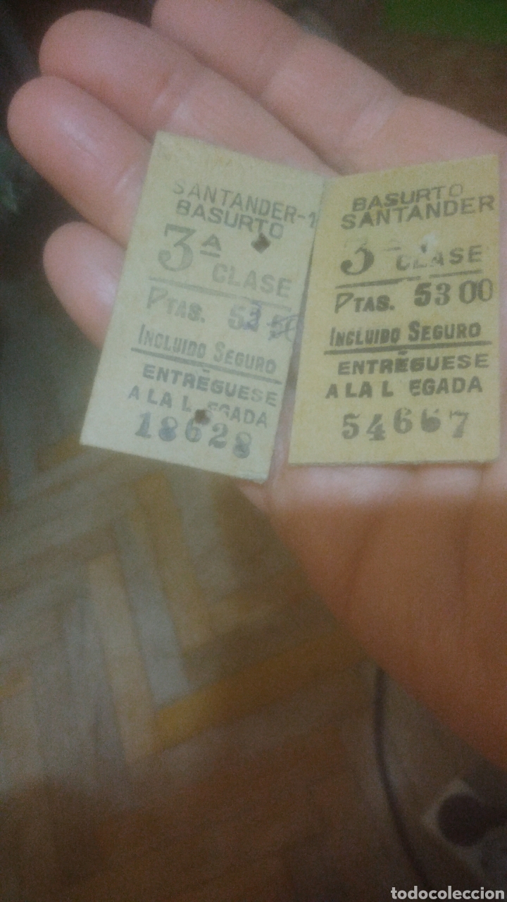 Collectionnisme Billets de transport: BILLETES SANTANDER BASURTO Y BASURTO SANTANDER.
