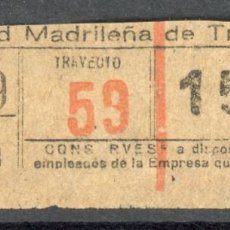 Collezionismo Biglietti di trasporto: GSC 919 - MADRID - BILLETE DE SOCIEDAD MADRILEÑA DE TRANVIAS // (TCDC-Nº). Lote 310823263