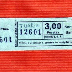 Coleccionismo Billetes de transporte: BONITO BILLETE DE T.U.G.B. SA 3 PESETAS DE TROLEBUSES BARACALDO - SANTURCE AÑOS 60. Lote 312429038
