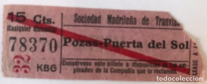Collectionnisme Billets de transport: Billete de tranv&iacute;a Pozas-Puerta del Sol. Madrid. A&ntilde;os 30