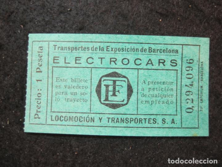 Colecionismos Bilhetes de Transporte: BILLETE TRANSPORTES DE LA EXPOSICION DE BARCELONA-ELECTROCARS-VER FOTOS-(88.969)