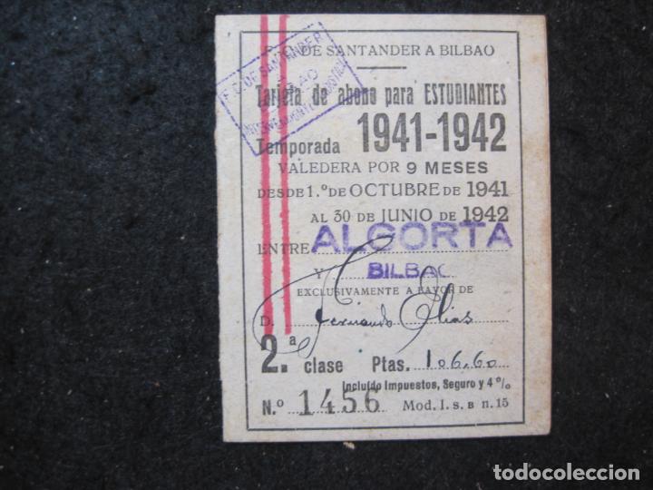 Colecionismos Bilhetes de Transporte: FERROCARRIL SANTANDER A BILBAO-ABONO ESTUDIANTE-A&Ntilde;O 1941 42-BILLETE-VER FOTOS-(89.058)