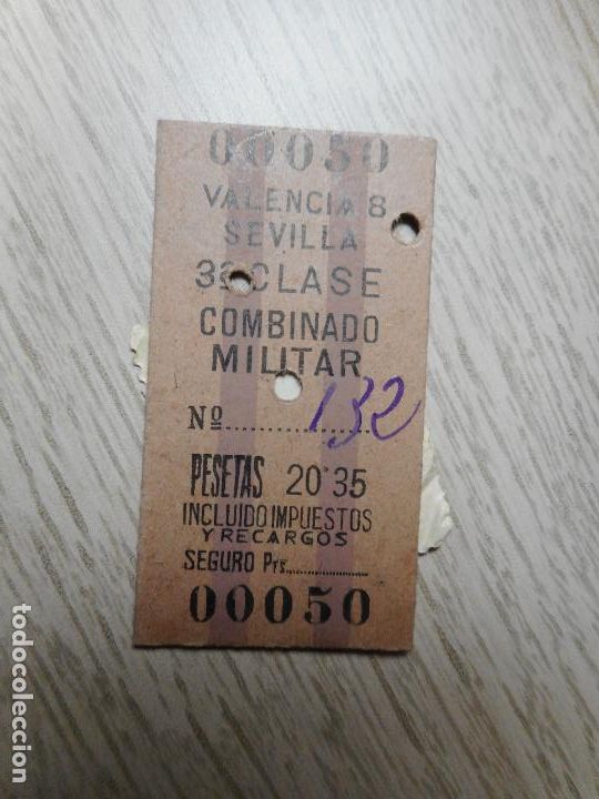 Colecionismos Bilhetes de Transporte: ANTIGUO BILLETE DE TREN.FERROCARRIL. VALENCIA SILLA. COMBINADO MILITAR. 1939