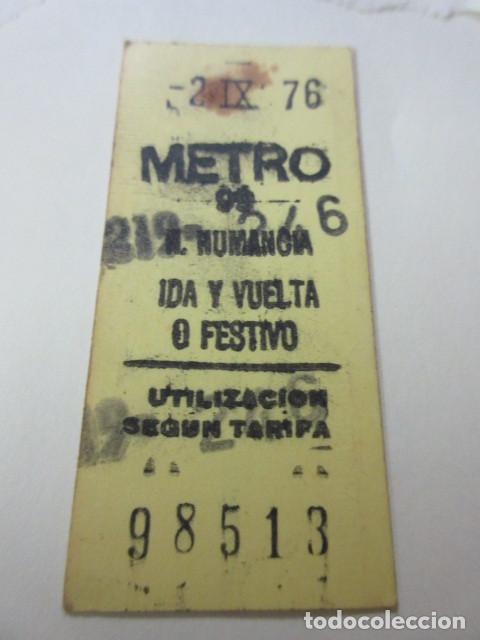 Coleccionismo Billetes de transporte: REFERENCIA REFMM01 METRO MADRID - MODELO PARADA IDA VUELTA FESTIVO COLOR AMARILLO - N. NUMANCIA 99