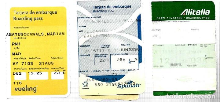 Collectionnisme Billets de transport: Lote 3 Tarjetas de embarque