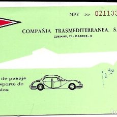 Colecionismos Bilhetes de Transporte: TARJETA DE EMBARQUE TRANSMEDITERRANEA. Lote 316791693