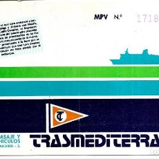 Colecionismos Bilhetes de Transporte: TARJETA DE EMBARQUE TRANSMEDITERRANEA. Lote 316791733