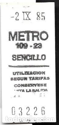 Collectionnisme Billets de transport: Billete Metro Madrid 1985