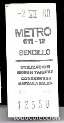 Collectionnisme Billets de transport: Billete Metro Madrid 1980