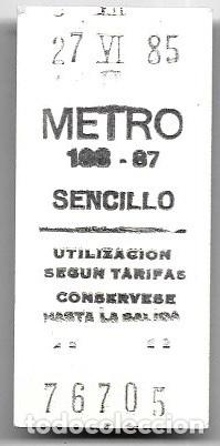 Collectionnisme Billets de transport: Billete Metro Madrid 1985