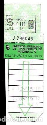 Collectionnisme Billets de transport: Bonobus Madrid