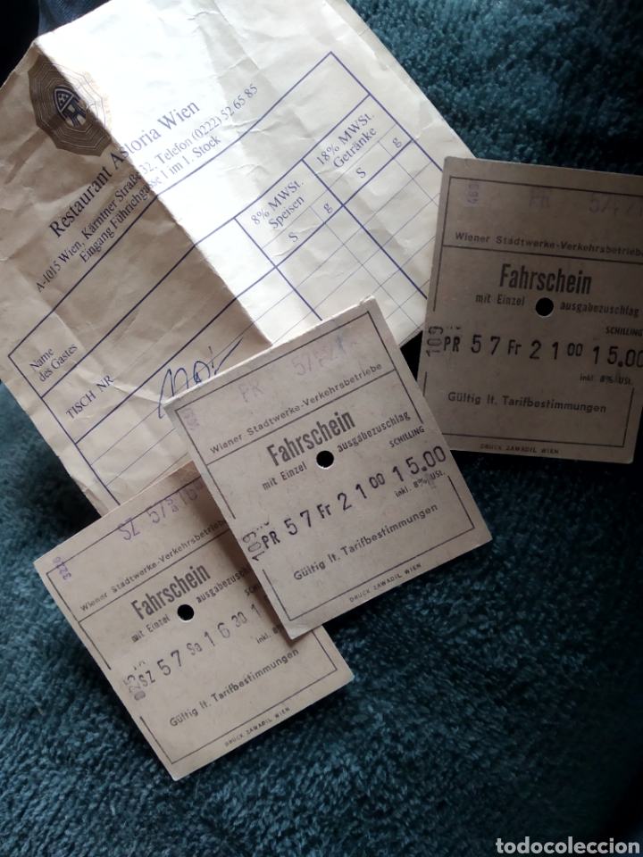 Collectionnisme Billets de transport: Tickets tranv&iacute;a Alemania antiguo y factura restaurante Astoria