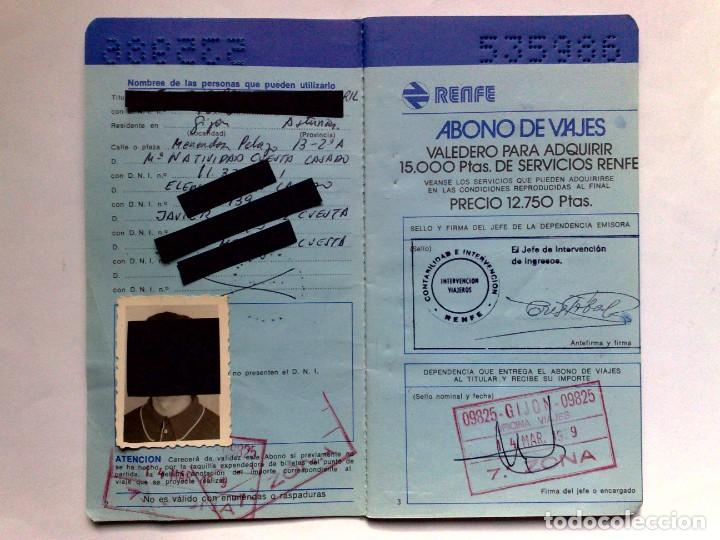 Colecionismos Bilhetes de Transporte: LIBRETA CHEQUE TREN DE FAMILIA,ABONO DE VIAJES RENFE (COMPL.26 PAG.)EXPEDIDO 1979 EN GIJON.