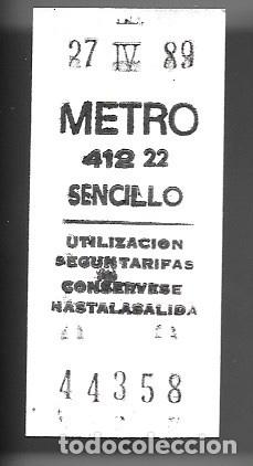 Collectionnisme Billets de transport: Billete Metro Madrid 1989