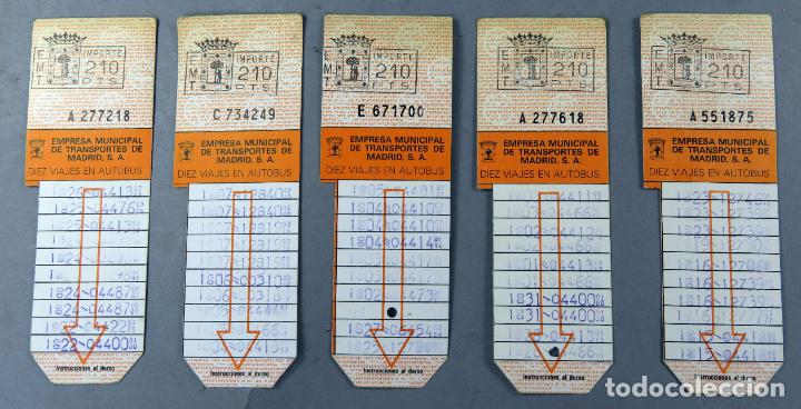 Sammeln von Fahrkarten: 5 Bonubus usados a&ntilde;os 80 10 viajes sin publicidad en la trasera a&ntilde;os 80