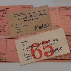 Coleccionismo Billetes de transporte: FERROCARRIL LOTE DE 6 ANTIGUAS TARJETAS DE EXPORTACION DE FRUTA DE CIEZA A MADRID LONDRES BOULOGNE