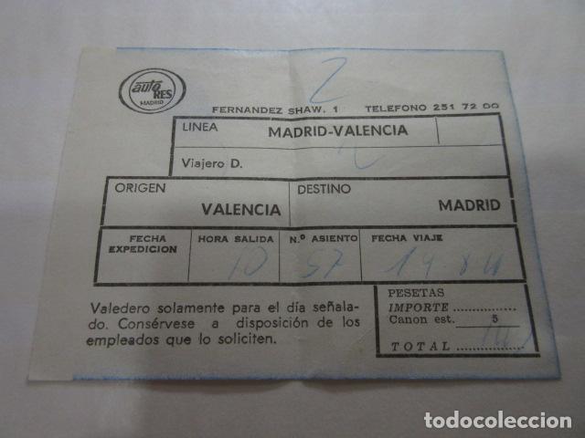 Colecionismos Bilhetes de Transporte: BILLETE AUTORES AUTOBUS RENFE MADRID VALENCIA