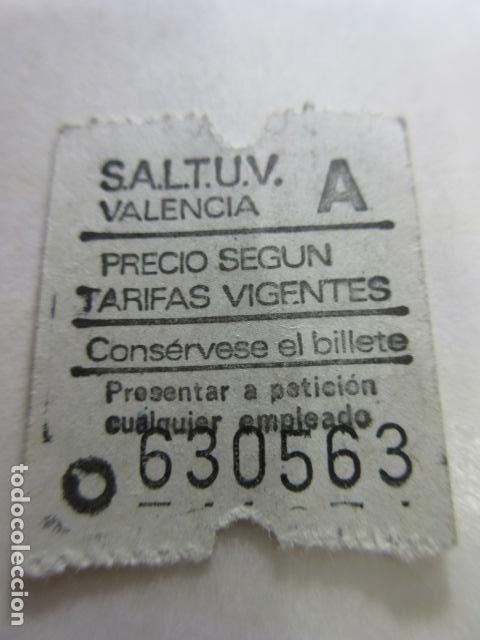 Colecionismos Bilhetes de Transporte: BILLETE SALTUV VALENCIA