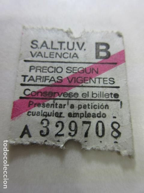 Colecionismos Bilhetes de Transporte: BILLETE SALTUV VALENCIA