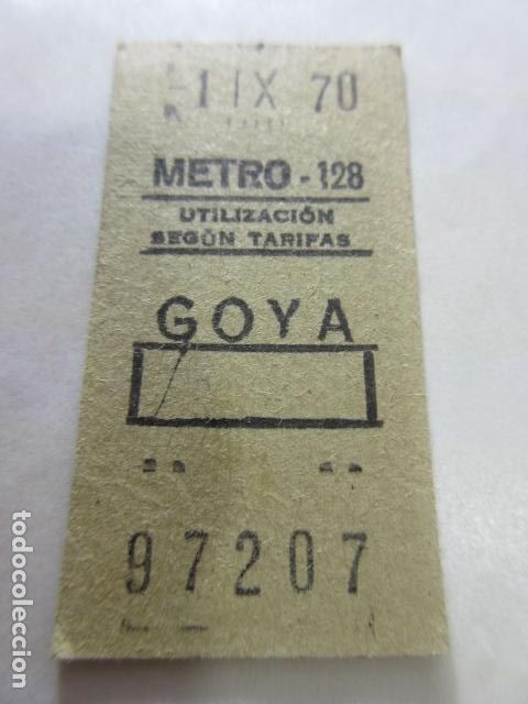 Coleccionismo Billetes de transporte: COLECCION MADRID - REFERENCIA: REFMM01 - METRO MADRID PARADA GOYA - 128