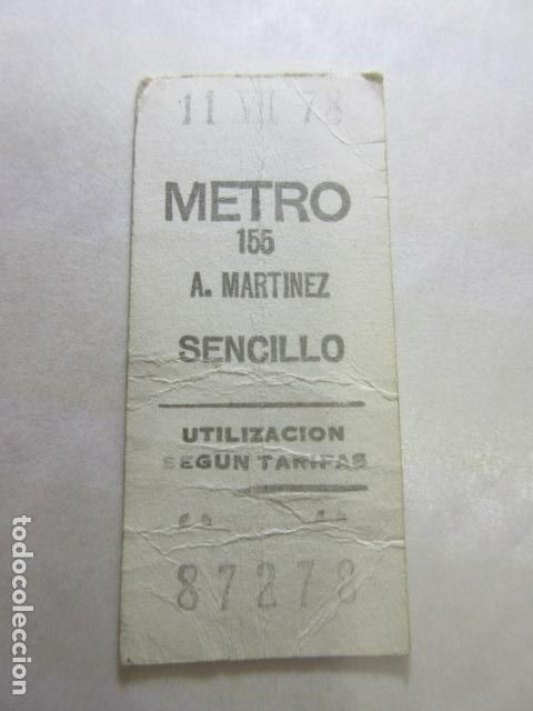 Coleccionismo Billetes de transporte: COLECCION MADRID REFERENCIA: REFMM01 - METRO MADRID PARADA A. MARTINEZ - 155 CAPICUA 87278