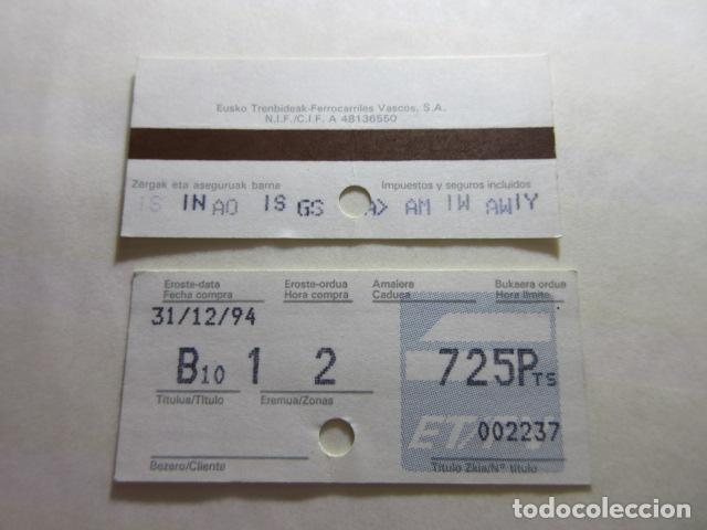 Coleccionismo Billetes de transporte: BILLETE EUSKO TRENBIDEAK FERROCARRILES VASCOS TODOS DIFERENTES REFFV001 - VER FOTO ZONA PRECIO TRASE