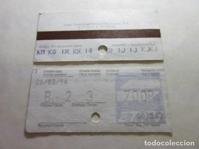 Collectables Transport Tickets: BILLETE EUSKO TRENBIDEAK FERROCARRILES VASCOS TODOS DIFERENTES REFFV001 - VER FOTO ZONA PRECIO TRASE