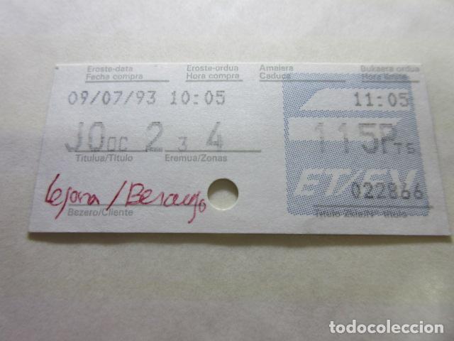 Collectables Transport Tickets: BILLETE EUSKO TRENBIDEAK FERROCARRILES VASCOS TODOS DIFERENTES REFFV001 - VER FOTO ZONA PRECIO TRASE