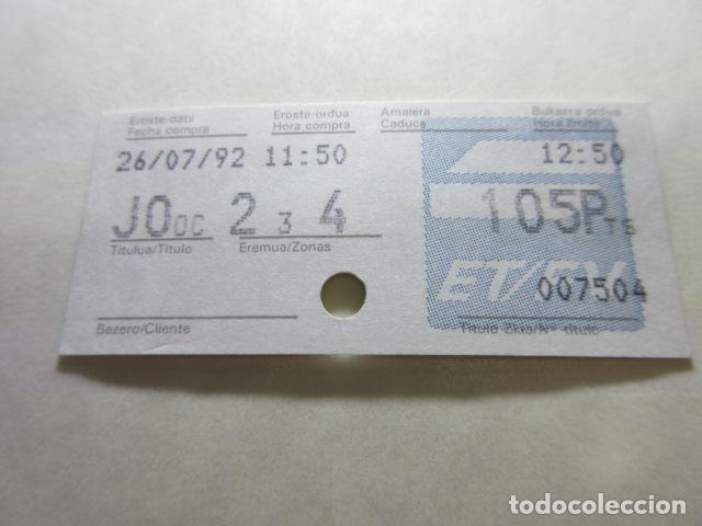 Sammeln von Fahrkarten: BILLETE EUSKO TRENBIDEAK FERROCARRILES VASCOS TODOS DIFERENTES REFFV001 - VER FOTO ZONA PRECIO TRASE