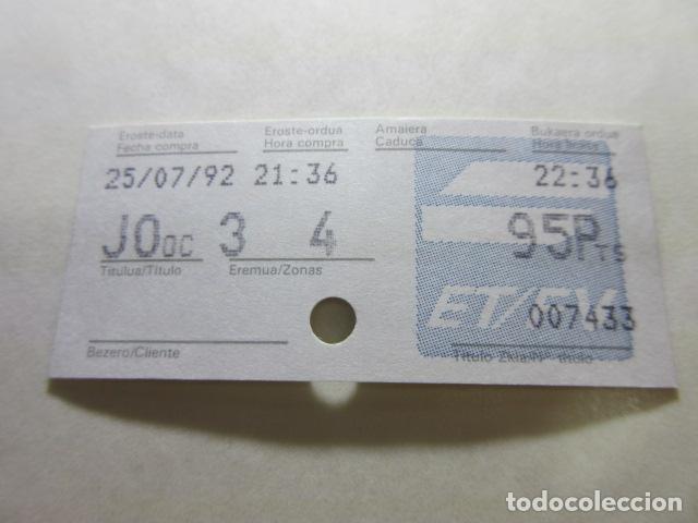Coleccionismo Billetes de transporte: BILLETE EUSKO TRENBIDEAK FERROCARRILES VASCOS TODOS DIFERENTES REFFV001 - VER FOTO ZONA PRECIO TRASE