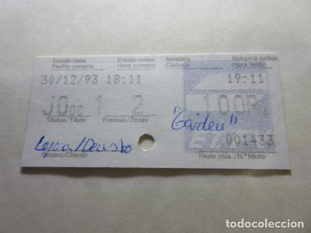 Colecionismos Bilhetes de Transporte: BILLETE EUSKO TRENBIDEAK FERROCARRILES VASCOS TODOS DIFERENTES REFFV001 - VER FOTO ZONA PRECIO TRASE