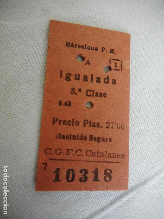Coleccionismo Billetes de transporte: ANTIGUO BILLETE.FERROCARRILES CATALANES. BARCELONA - IGUALADA. 3&ordf; CLASE.