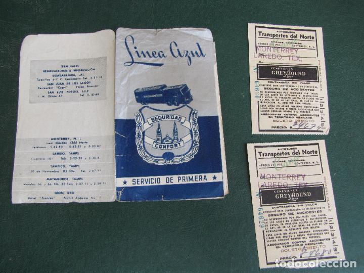 Colecionismos Bilhetes de Transporte: 32.- Cartera con billetes autob&uacute;s Monterrey Laredo Linea Azul. Transportes del Norte. 1.945