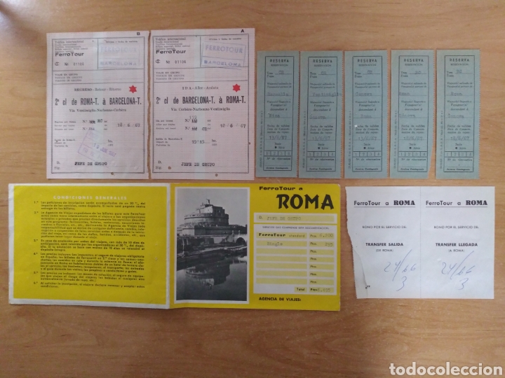 Coleccionismo Billetes de transporte: ANTIGUO BILLETE TREN BARCELONA-ROMA IDA Y VUELTA 1967
