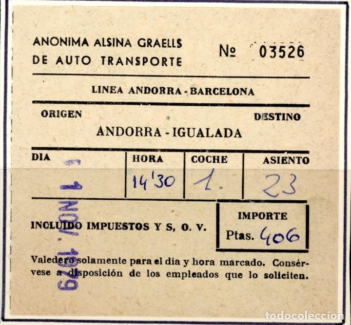 Collectionnisme Billets de transport: BILLETE DE ANONIMA ALSINA GRAELLS // ANDORRA - IGUALADA // S35