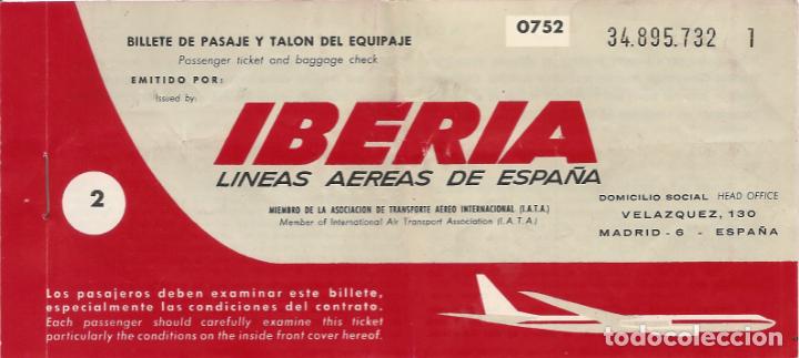Colecionismos Bilhetes de Transporte: IBERIA - BILLETE DE PASAJE Y TALON DEL EQUIPAJE - MADRID/ALICANTE/MADRID - A&Ntilde;O 1972 - DOMECQ