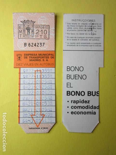 Collectables Transport Tickets: COLECCION MADRID - EMT - TARJETAS RESITIVAS - REF: TR-MAD-001-EMT -210 PESETAS SERIE NEGRA NO PUBLIC