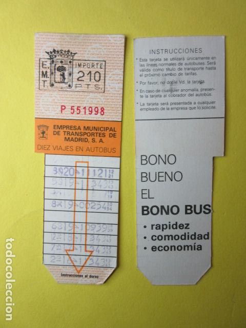 Collectables Transport Tickets: COLECCION MADRID - EMT - TARJETAS RESITIVAS - REF: TR-MAD-001-EMT -210 PESETAS SERIE ROJA NO PUBLIC
