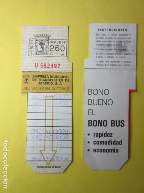Collectables Transport Tickets: COLECCION MADRID - EMT - TARJETAS RESITIVAS - REF: TR-MAD-001-EMT -260 PESETAS SERIE ROJA NO PUBLICI