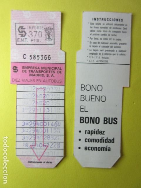Collectables Transport Tickets: COLECCION MADRID - EMT - TARJETAS RESITIVAS - REF: TR-MAD-001-EMT -370 PESETAS SERIE NEGRA NO PUBLIC