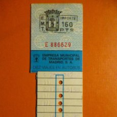 Colecionismos Bilhetes de Transporte: BILLETES DE TRANSPORTES PÚBLICOS - BONOBUS - EMT/ E.M.T - MADRID - AZUL 160 PTS.- AÑO 1981 - BURGUER. Lote 326822803