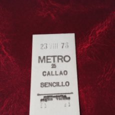 Coleccionismo Billetes de transporte: BILLETE METRO MADRID CALLAO 1978. Lote 327337833