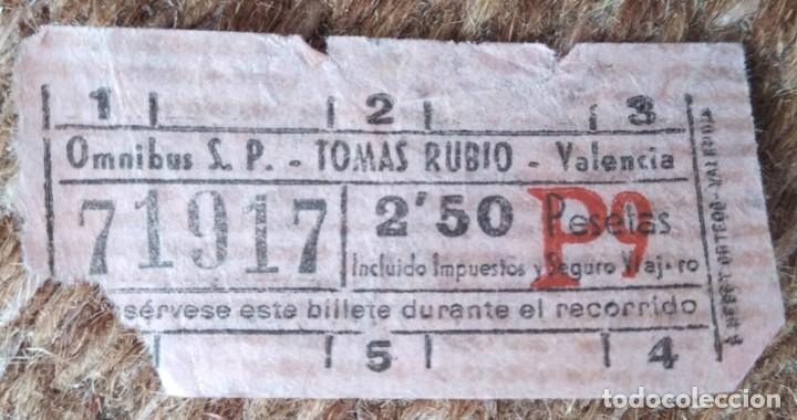 Collectionnisme Billets de transport: OMNIBUS S.P. - TOMAS RUBIO - VALENCIA - BILLETE CAPICUA