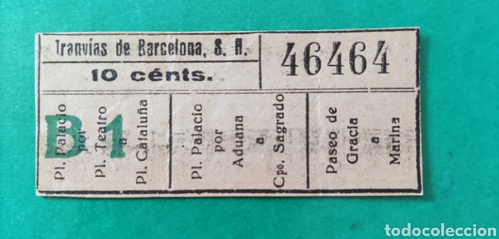 Collectionnisme Billets de transport: Billete. Tranv&iacute;as de Barcelona. Capic&uacute;a. 46464